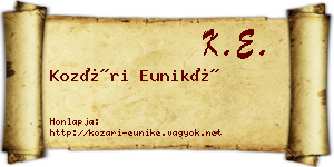 Kozári Euniké névjegykártya